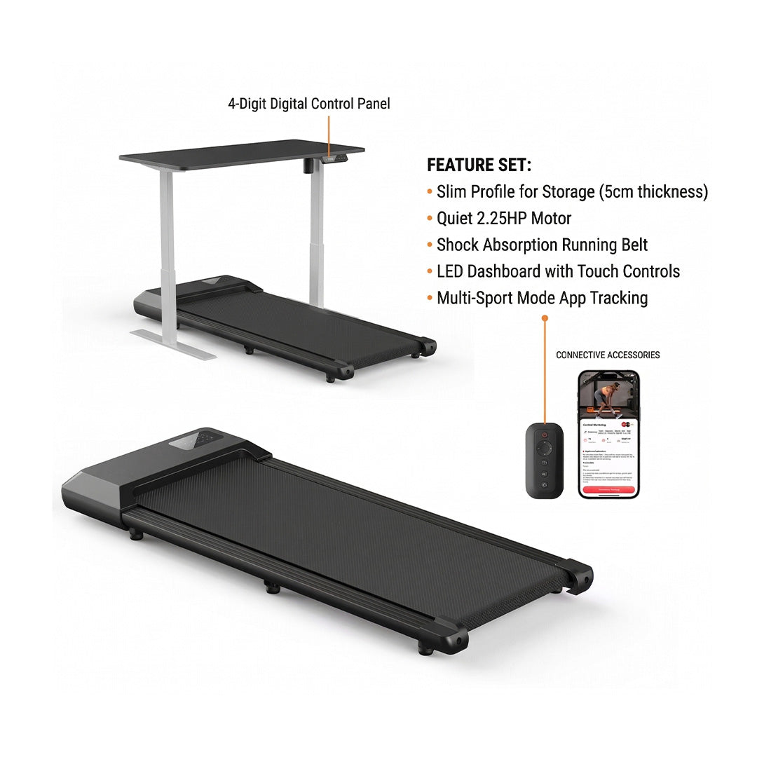 2.5HP Walking Pad Treadmill 300lbs Capacity – 2 in 1 Walking & Running Machine with LCD Display & Bluetooth