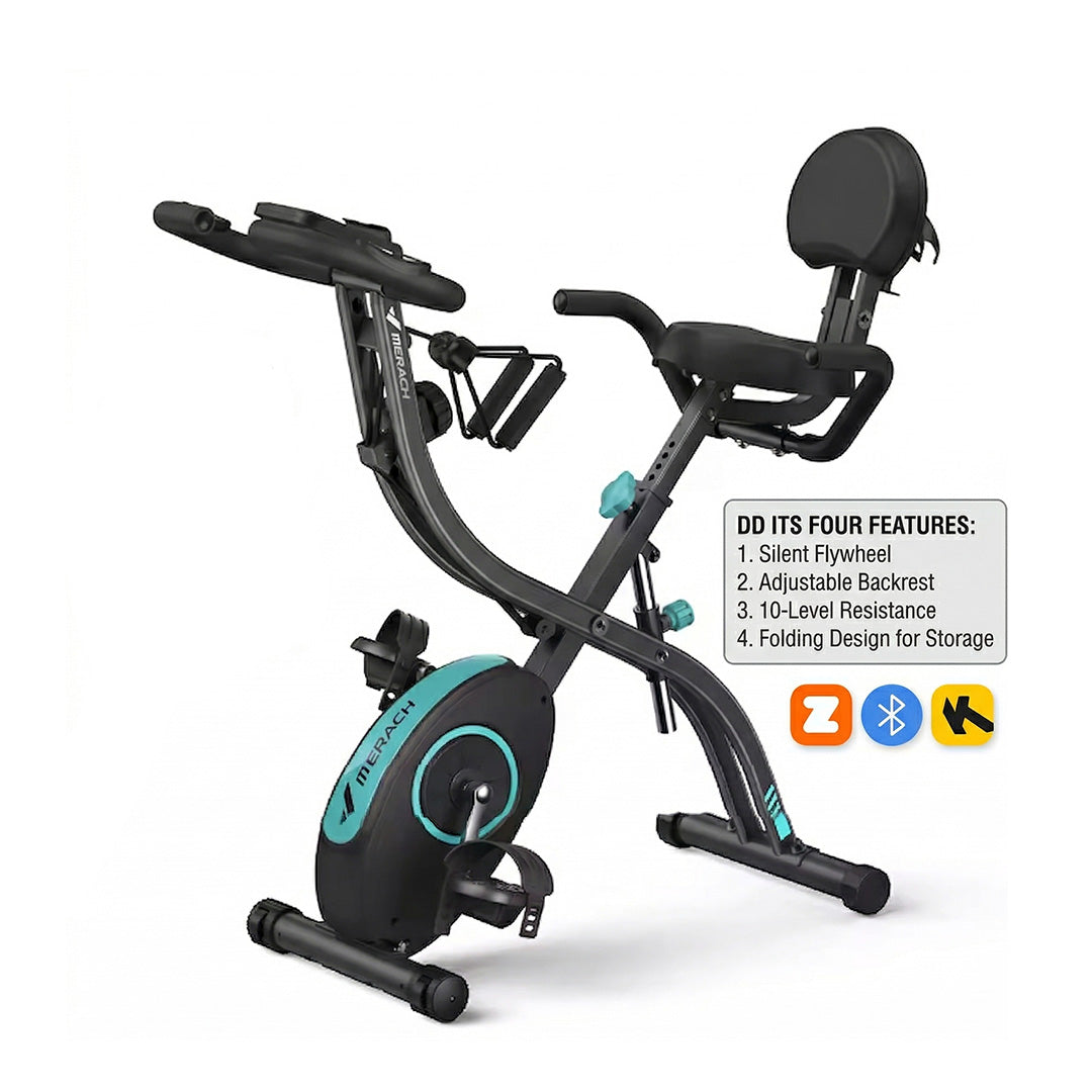 4 in 1 Folding Exercise Bike with Magnetic Resistance – Indoor Stationary Bike Adjustable Seat 300lbs Capacity