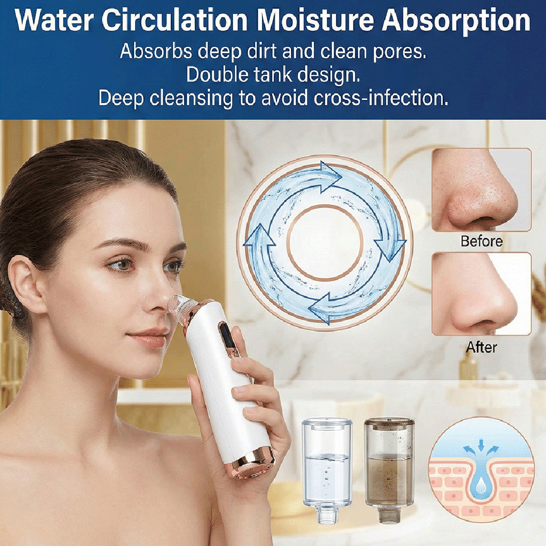 BXA Electric Blackhead Remover Pore Vacuum | USB Rechargeable Water Cycle Face Cleaner