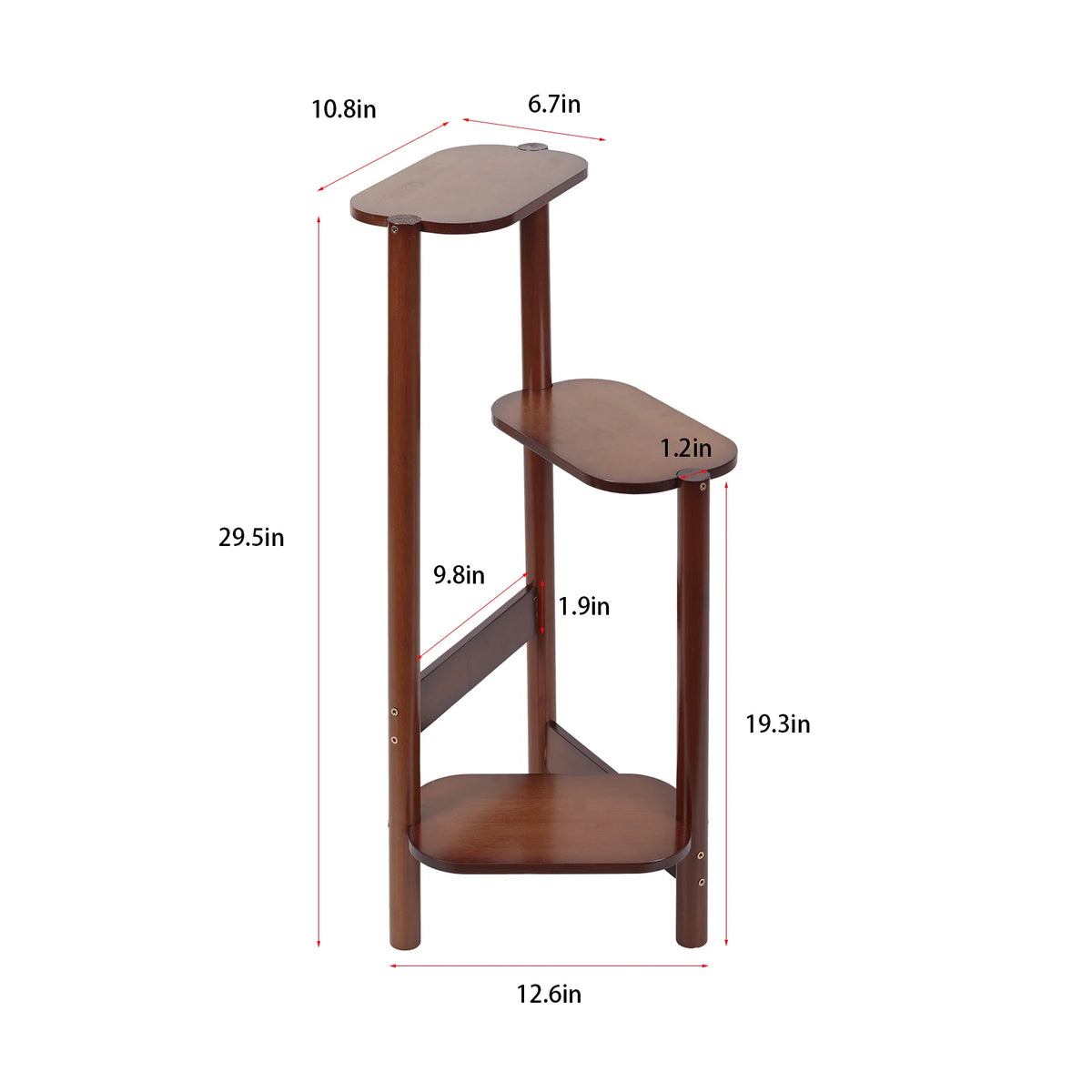 3 Tier Bamboo Plant Stand Corner Shelf 32x75cm 10kg per Tier for Balcony Bedroom Living Room Garden
