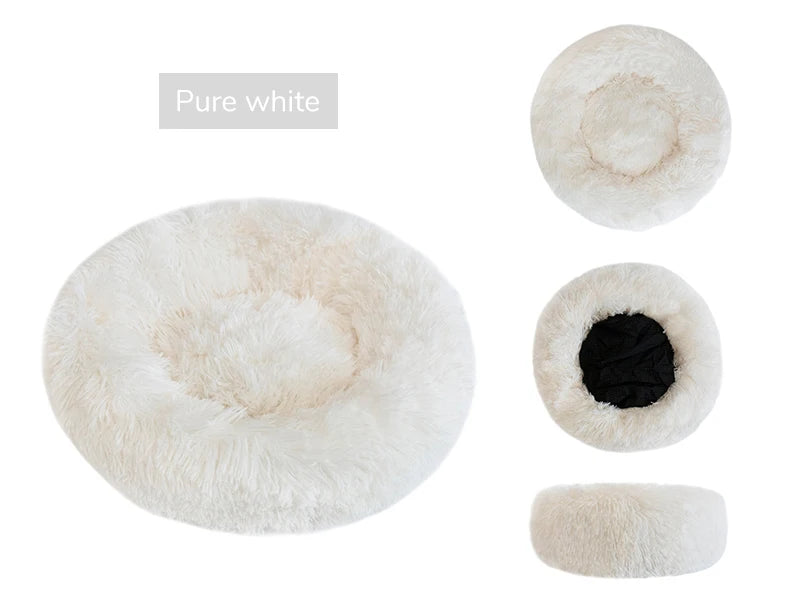 Soft Plush Donut Dog Bed Round Fluffy Pet Cushion Warm Cat Dog Bed