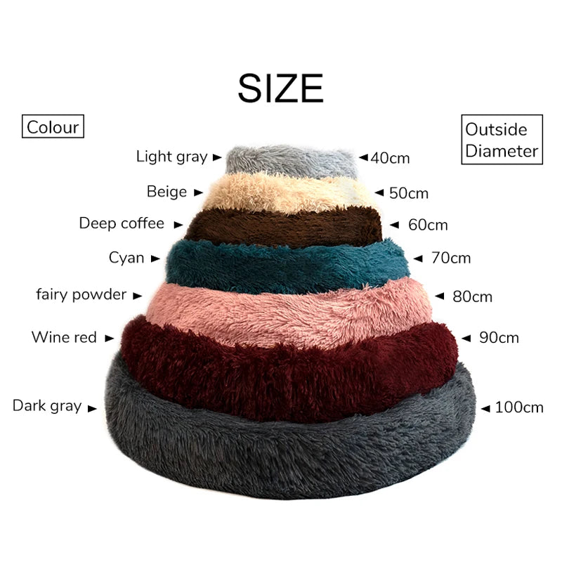 Soft Plush Donut Dog Bed Round Fluffy Pet Cushion Warm Cat Dog Bed