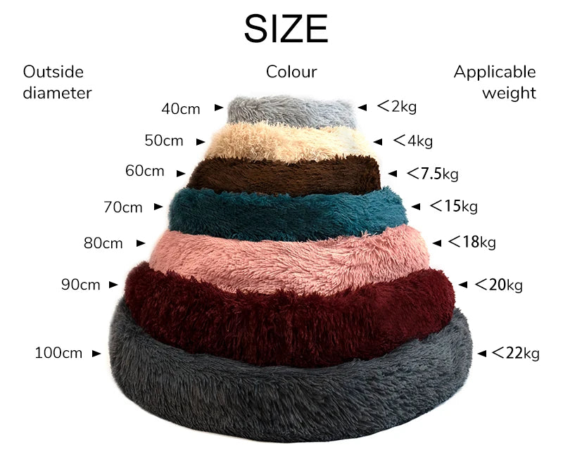 Soft Plush Donut Dog Bed Round Fluffy Pet Cushion Warm Cat Dog Bed