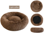 Soft Plush Donut Dog Bed Round Fluffy Pet Cushion Warm Cat Dog Bed