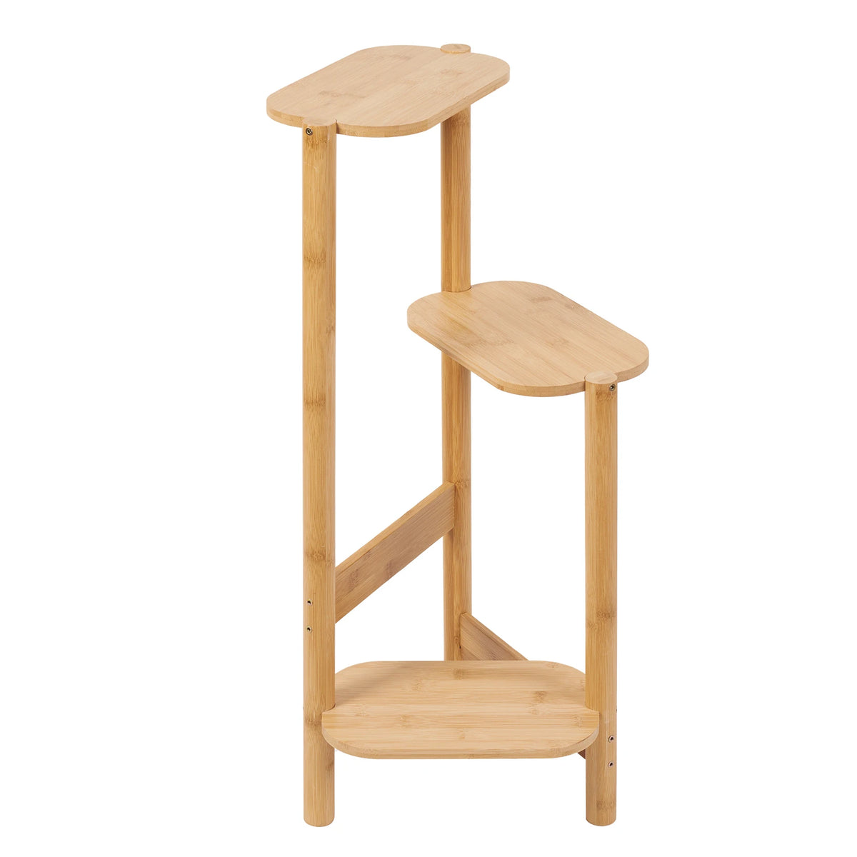 3 Tier Bamboo Plant Stand Corner Shelf 32x75cm 10kg per Tier for Balcony Bedroom Living Room Garden