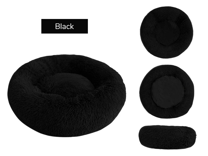 Soft Plush Donut Dog Bed Round Fluffy Pet Cushion Warm Cat Dog Bed