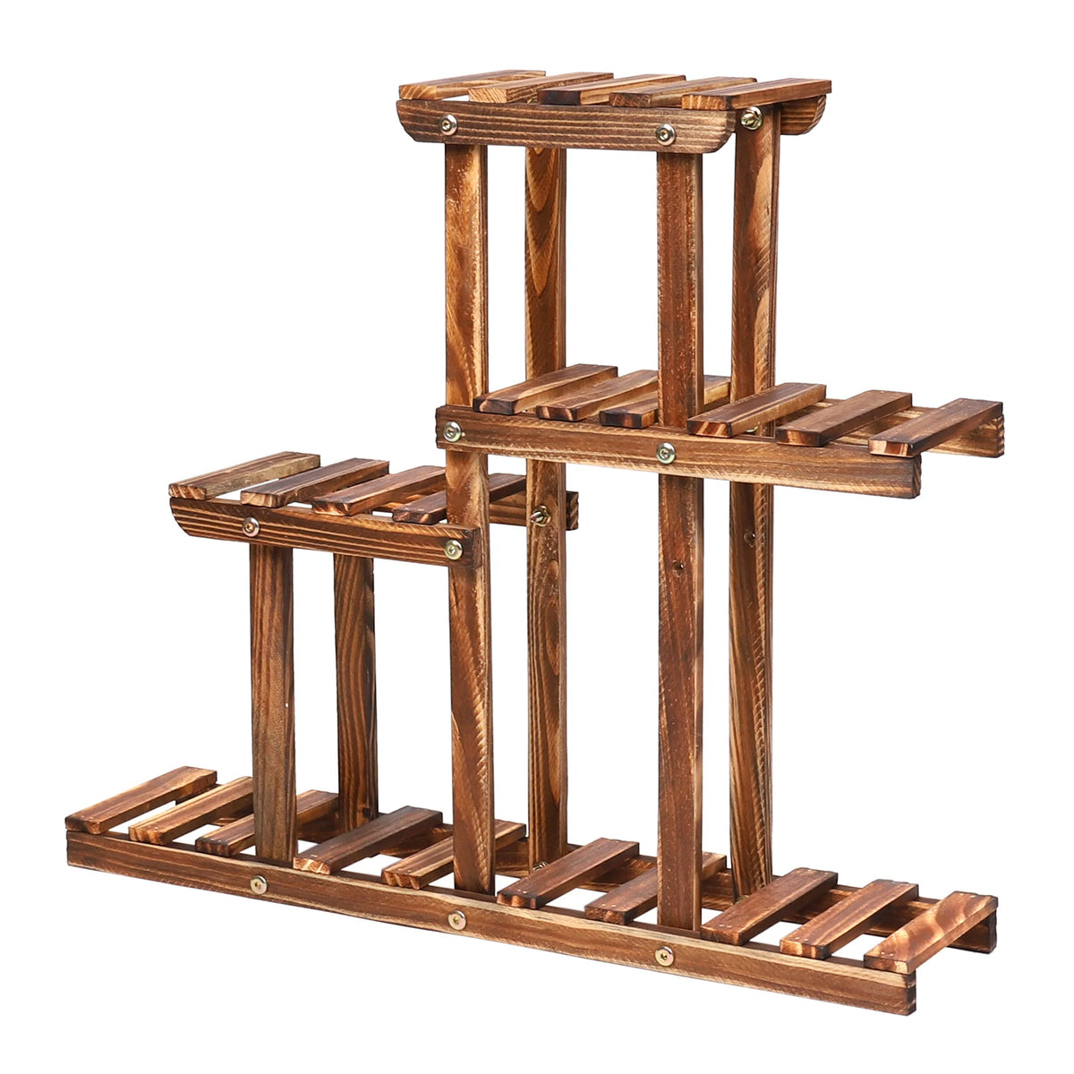 Carbonised Wood Plant Stand 4 Tier Succulent Rack 58x11.5x50cm Desktop Mini Plant Holder for Balcony Garden