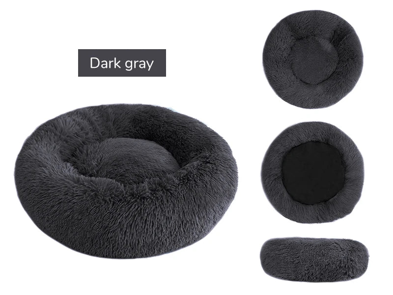 Soft Plush Donut Dog Bed Round Fluffy Pet Cushion Warm Cat Dog Bed