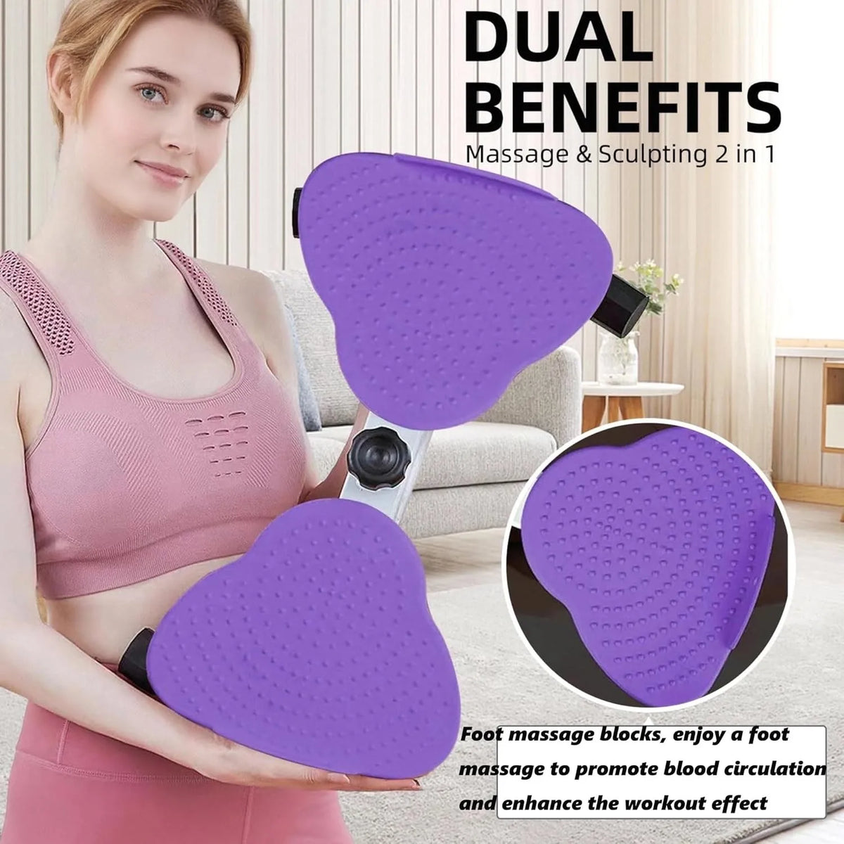 Waist Twist Board with Adjustable Resistance Foot Massage Blocks Elastic Cords ABS and Stainless Steel