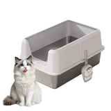 Non-Stick Stainless Steel Cat Litter Box Side Opening Splash Proof Leak Proof Large Metal with Lid