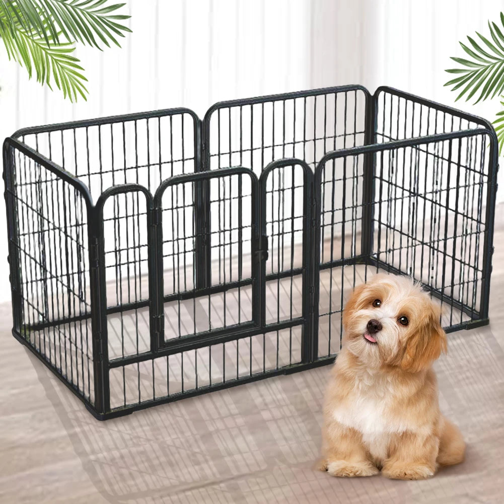 6 Panel Foldable Pet Playpen Anti-Escape Dog Fence Heavy Duty Puppy Kennel 120x60x60cm for Small Medium Pets