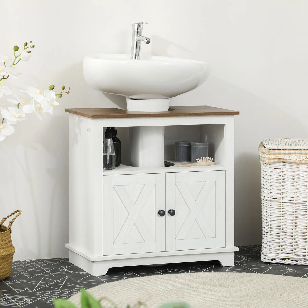Bathroom Sink Cabinet, Freestanding Under-Sink Cabinet, White