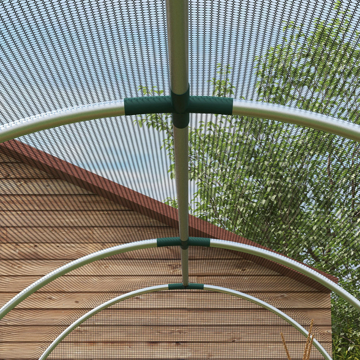 Fruit Cage 120x360x188cm Galvanised Steel Frame with Tear Resistant Mesh and Zipped Roll Up Door Black