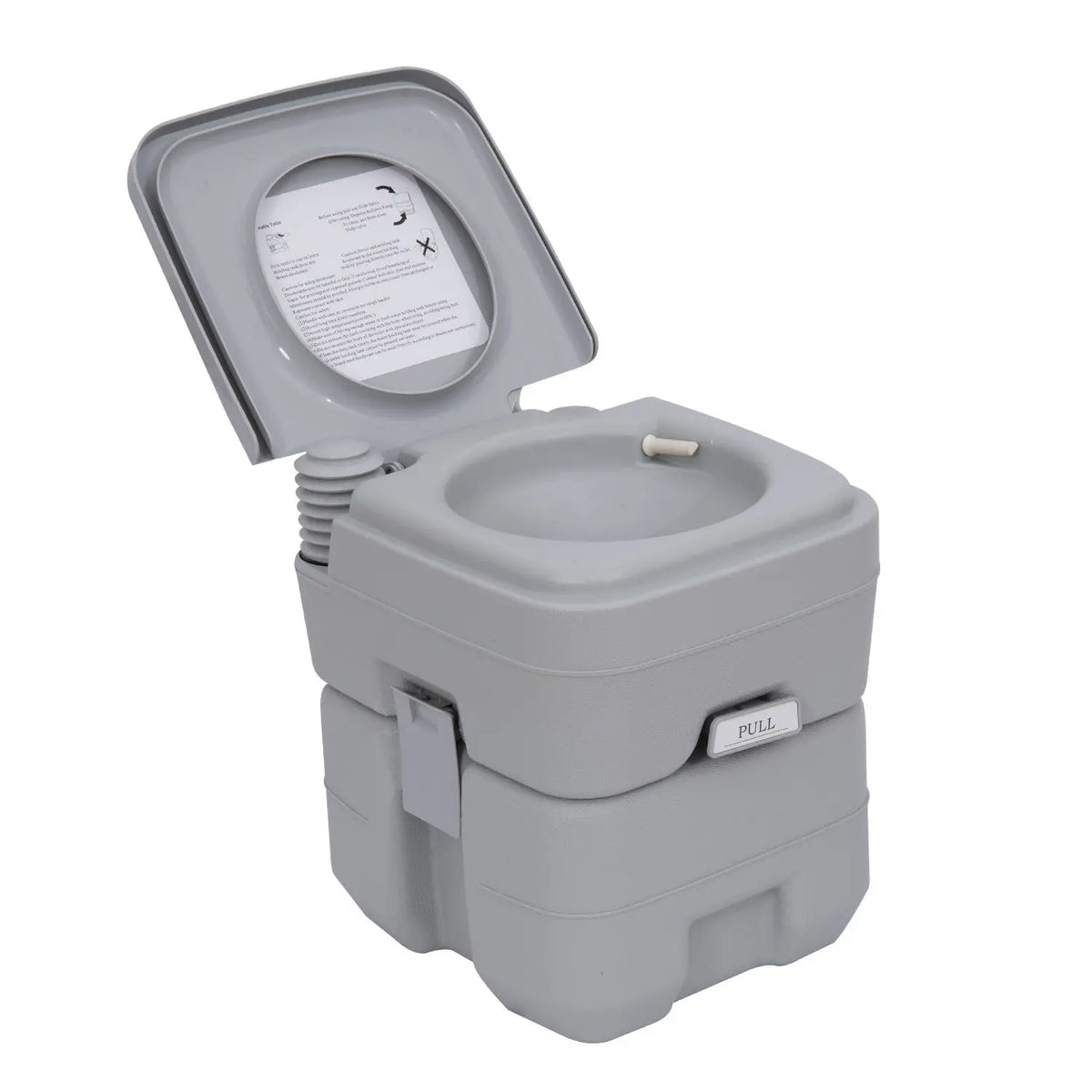 Portable Camping Toilet 20L with 2 Detachable Tanks Push Button Flush Carry Handle 200kg Grey