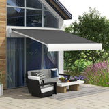 3x2.5m Electric Retractable Awning with Remote Control Aluminium Frame PU Coated Canopy for Patio Door Window Grey