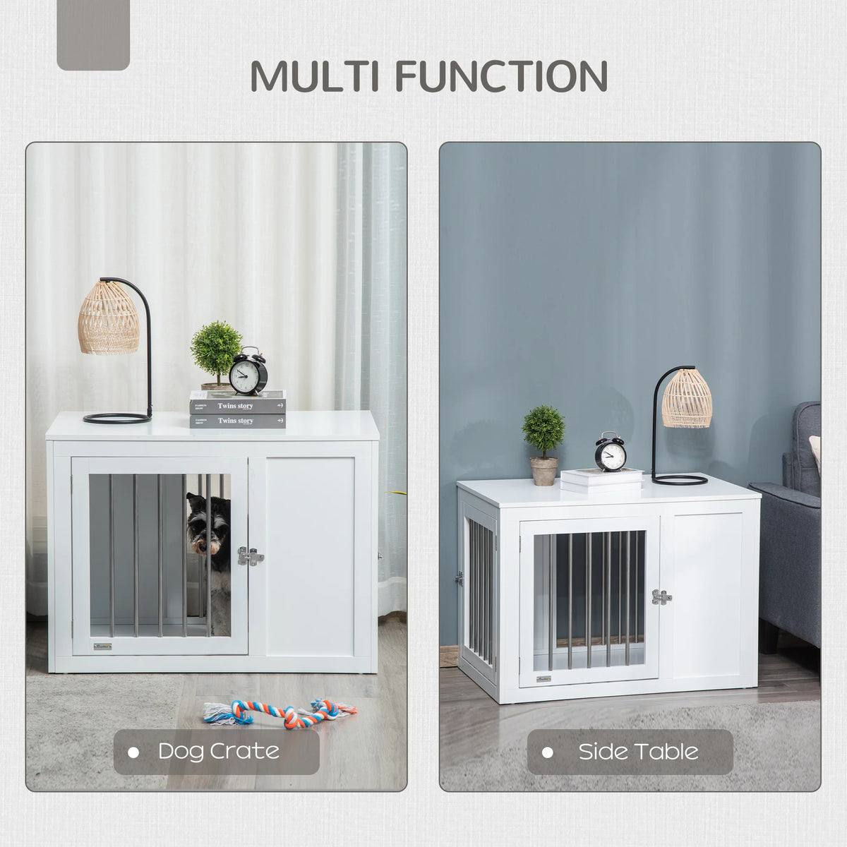 Furniture-Style Dog Crate End Table with 2 Doors for Medium Dogs
