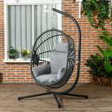 Hanging Egg Chair with Thick Cushion, Cup Holder, Foldable Basket Seat for Indoor and Outdoor Use