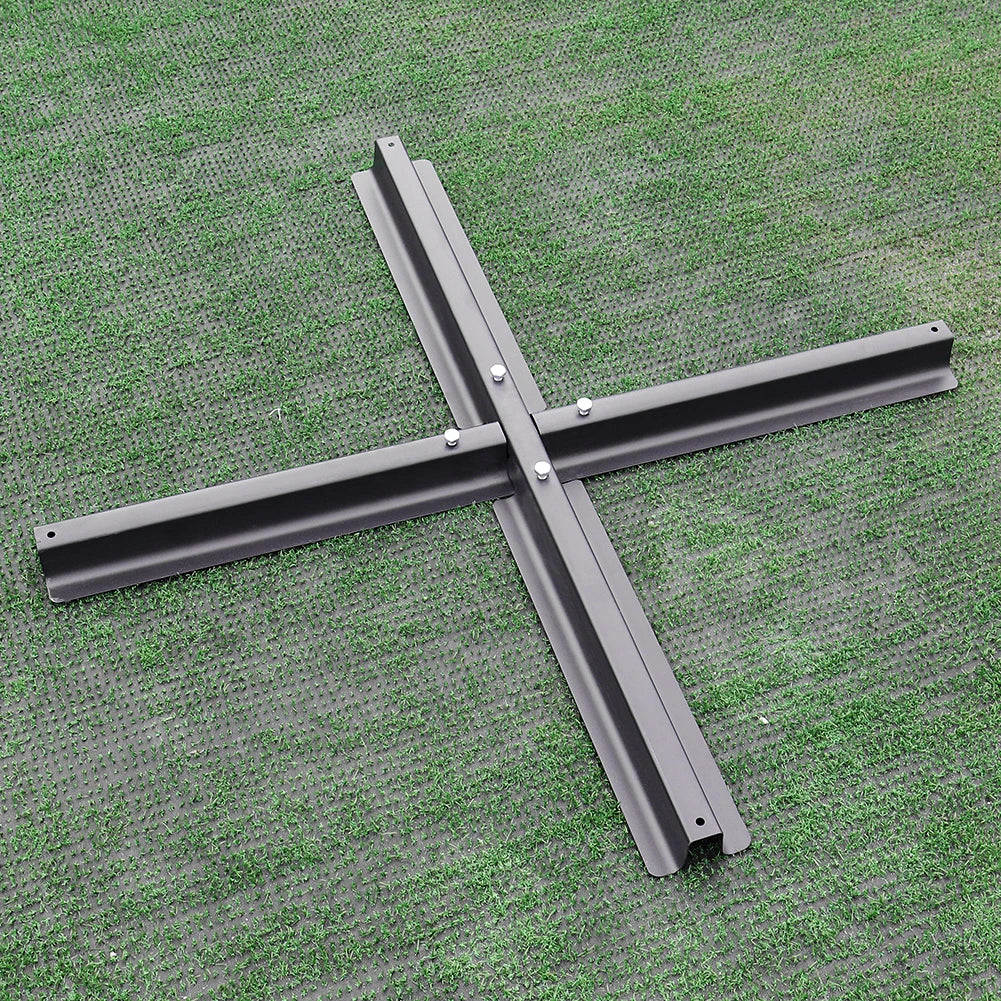 Parasol Cross Base Stand, 70cm Black Metal Umbrella Base