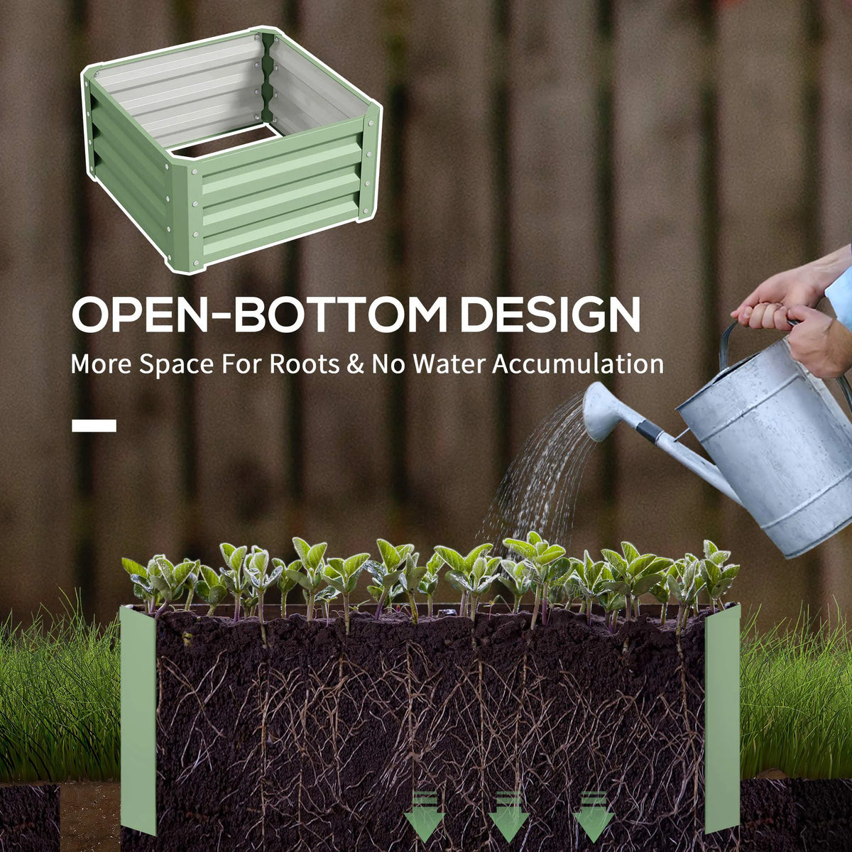 Set of 2 Raised Garden Planters, Galvanised Steel Frame for Growing Vegetables, Flowers and Herbs