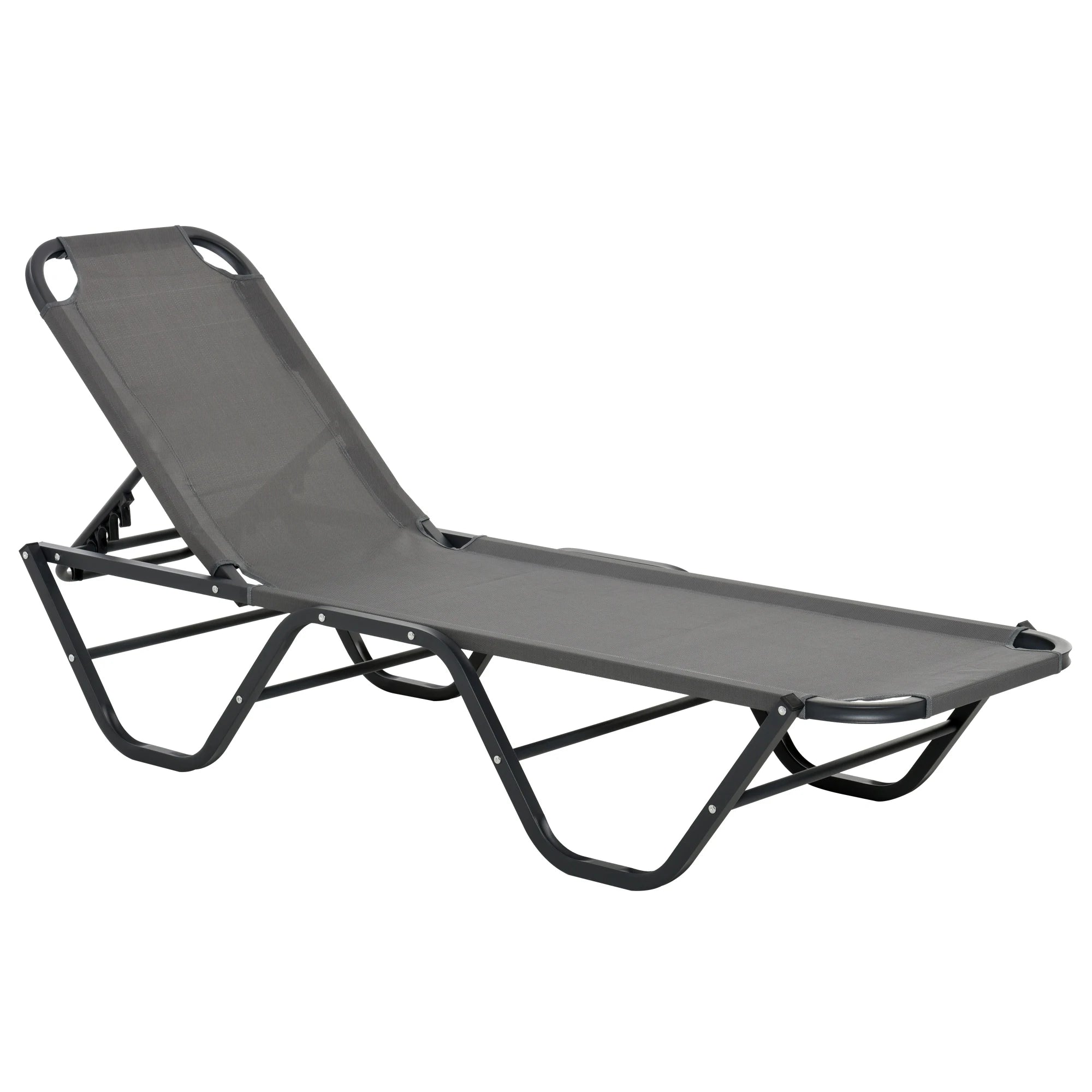 Aluminium Garden Sun Lounger with 5-Position Adjustable Backrest, UV-Resistant Texteline Fabric