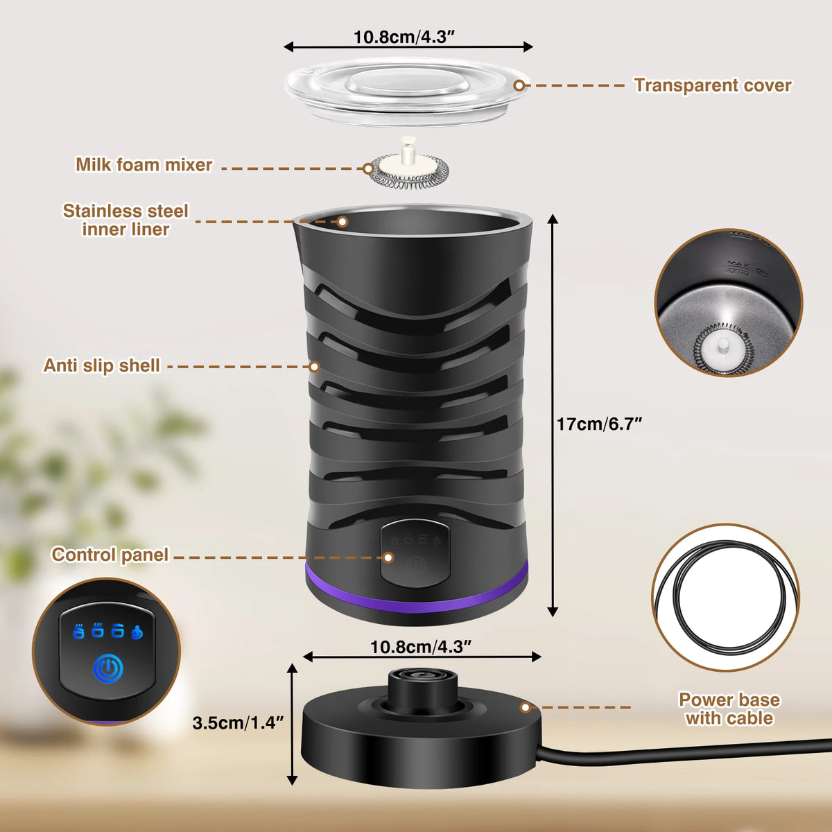 4-in-1 Electric Milk Frother & Steamer | 400W 600ml Hot & Cold Foam Maker for Coffee & Hot Chocolate