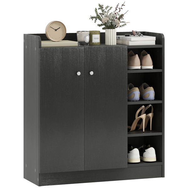 Shoe Storage Cabinet with Footwear Rack and Adjustable Shelves, Black