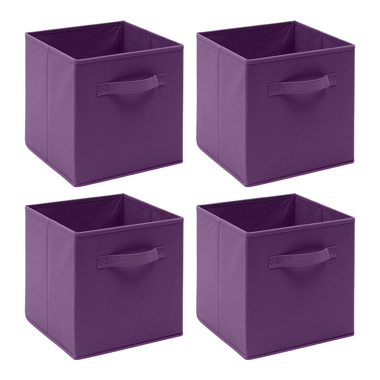 Pack of 4 Foldable Fabric Storage Cubes Boxes Non-Woven Wardrobe Organiser for Home Bedroom Closet