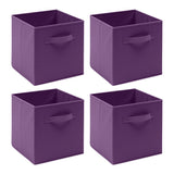 Pack of 4 Foldable Fabric Storage Cubes Boxes Non-Woven Wardrobe Organiser for Home Bedroom Closet