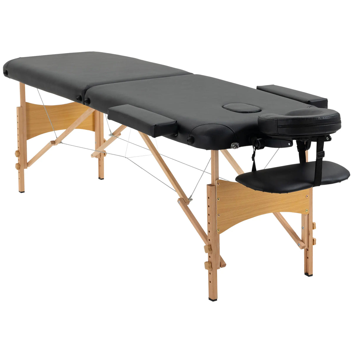 Folding Massage Table with Adjustable Height, Removable Headrest and Carry Bag