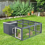 Rabbit Hutch Guinea Pig House with Openable Roof Enclosed Main House and Open Run for 1-2 Rabbits Indoor Outdoor Use