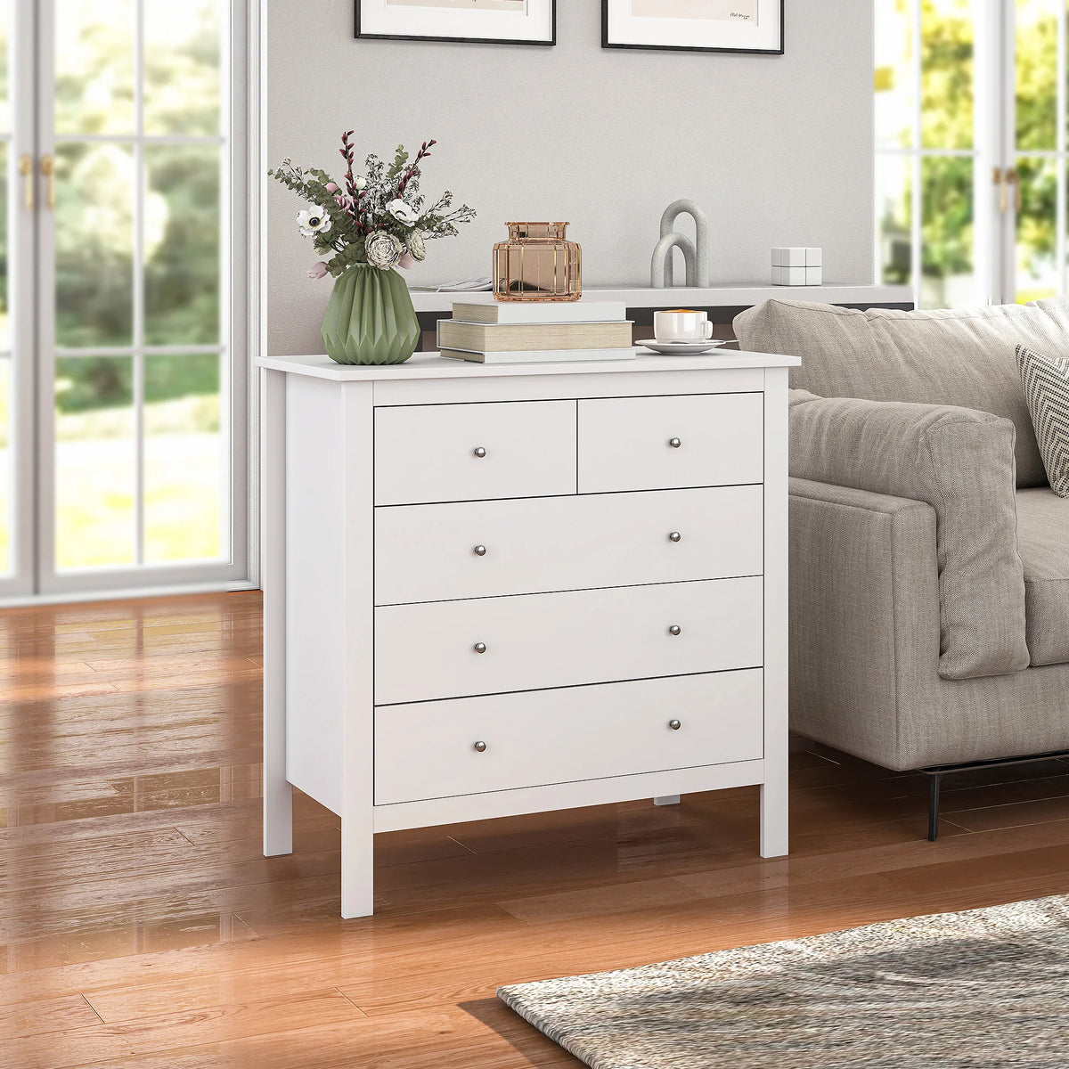Modern Chest of Drawers, 5 Drawer Unit Storage Chest for Bedroom