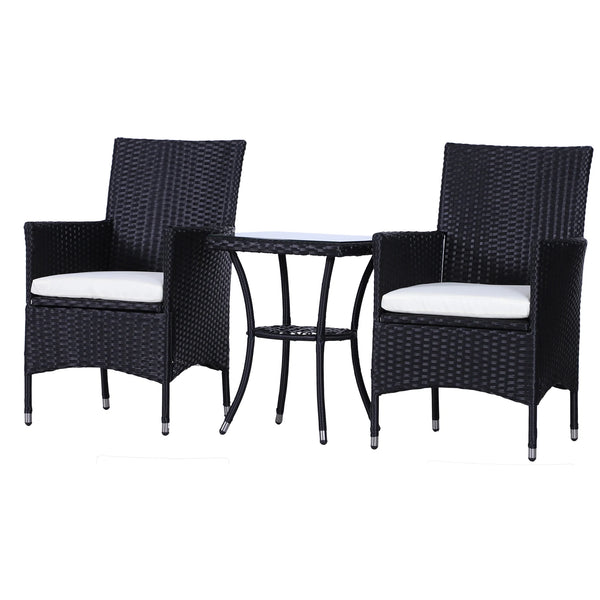 Rattan Bistro Set, Garden Chairs and Table, Patio Outdoor Furniture