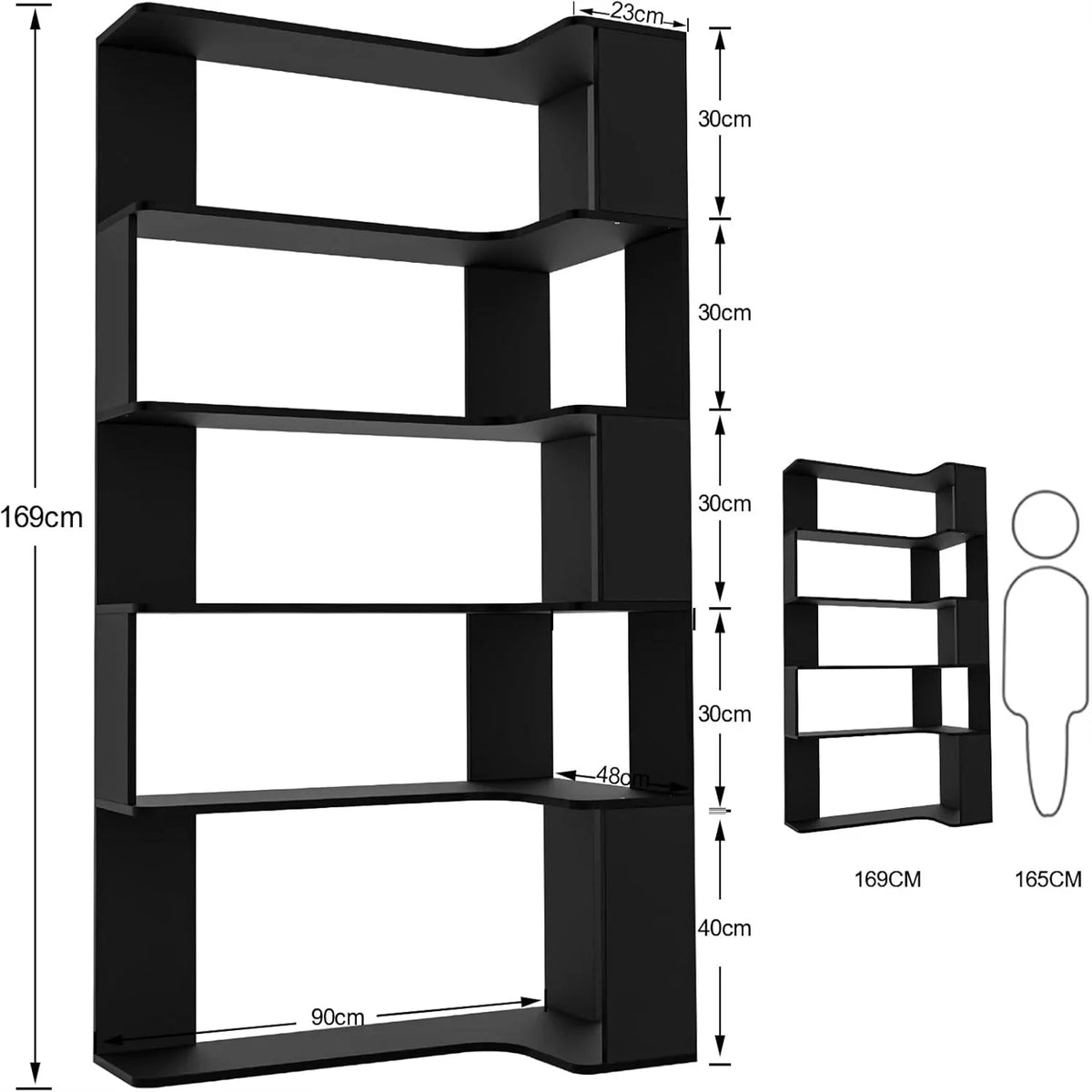5-Tier Corner Bookshelf Triangular Wood Open Shelf | 169cm Freestanding Storage Unit for Living Room