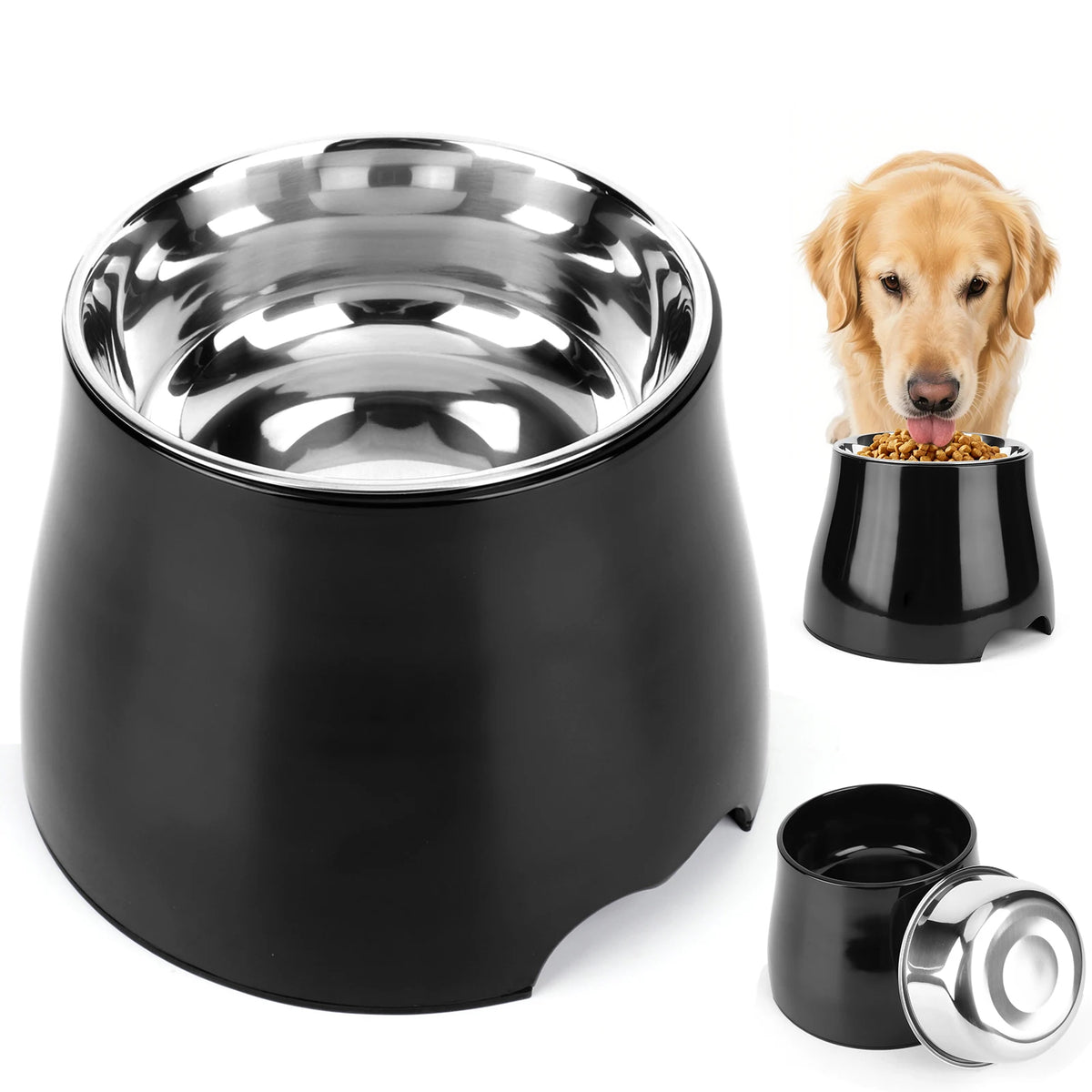 Elevated Stainless Steel Dog Bowl Non-Slip Spill Proof Dishwasher Safe 16.5x16.5x18cm for Large Dogs