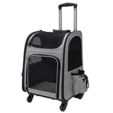Extra Large Pet Carrier Backpack with Wheels Expandable Foldable Travel Trolley for Cats and Small Dogs