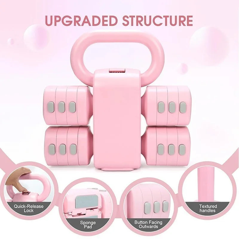 2 in 1 Adjustable Dumbbell and Kettlebell Set Convertible Home Gym Weights with Adjustable Loading