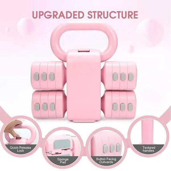 2 in 1 Adjustable Dumbbell and Kettlebell Set Convertible Home Gym Weights with Adjustable Loading