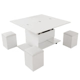 Lift Top Coffee Table with Hidden Storage | 100cm Modern White Living Room Table