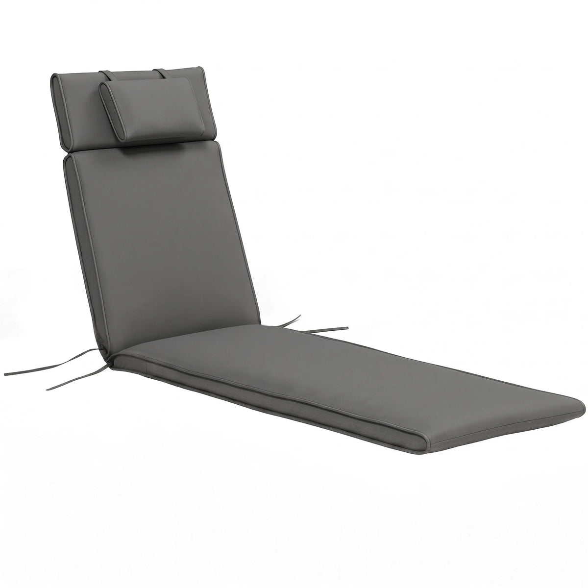 Garden Sun Lounger Cushion Only, Soft Reclining Padded with Pillow, Grey