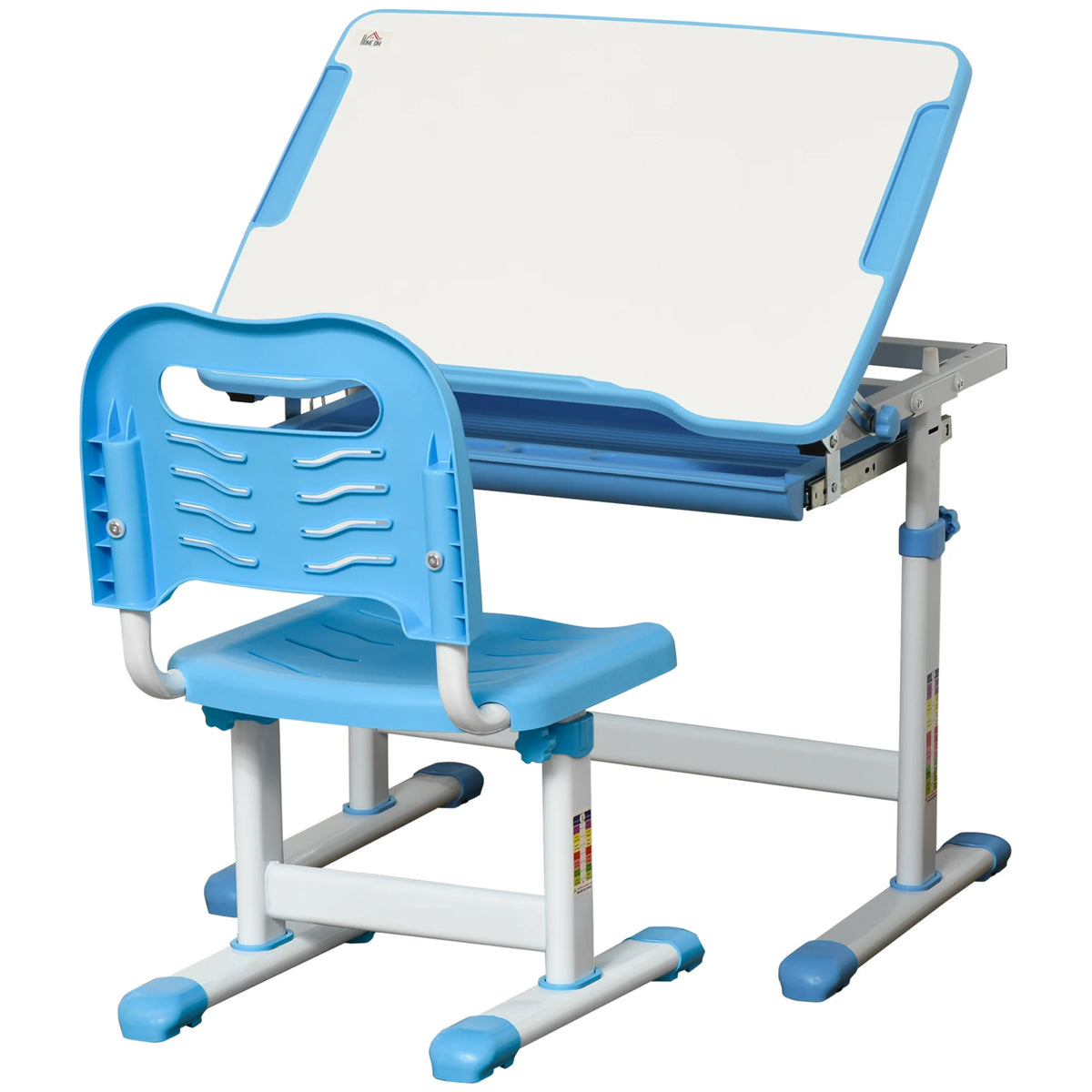 Kids Desk and Chair Set Height Adjustable 52-77cm with 45 Degree Tilting Top Drawer 2 Pen Slots and Hook