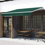 Manual Retractable Garden Awning 3x2m Aluminium Frame Polyester Canopy with Crank Handle for Patio Door Window Green
