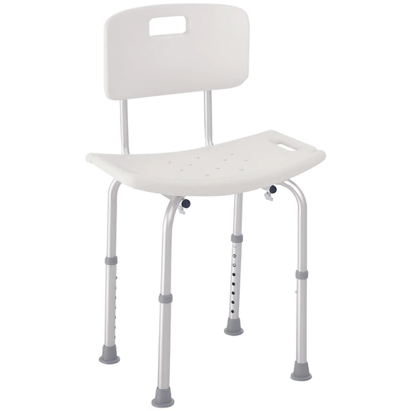 Bath Chair Shower Seat, Adjustable Bathroom Safety Aid for Elderly, Cream White