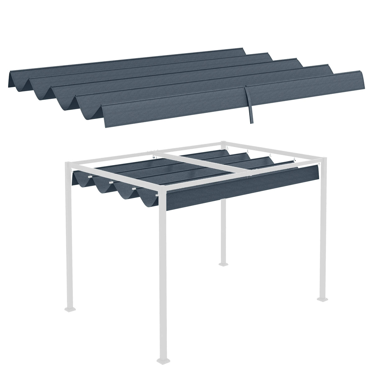Replacement Pergola Canopy Roof 2.86 x 2.45m, Sun Shade Cover Top Only, Dark Grey
