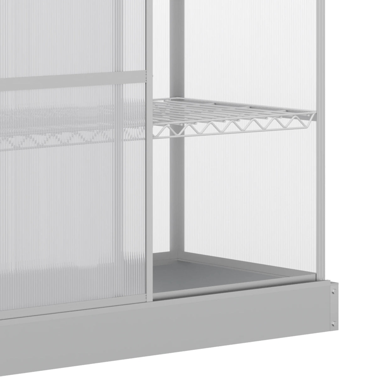 Aluminium Polycarbonate Cold Frame Greenhouse with 2 Shelves, 131 x 58 x 140cm