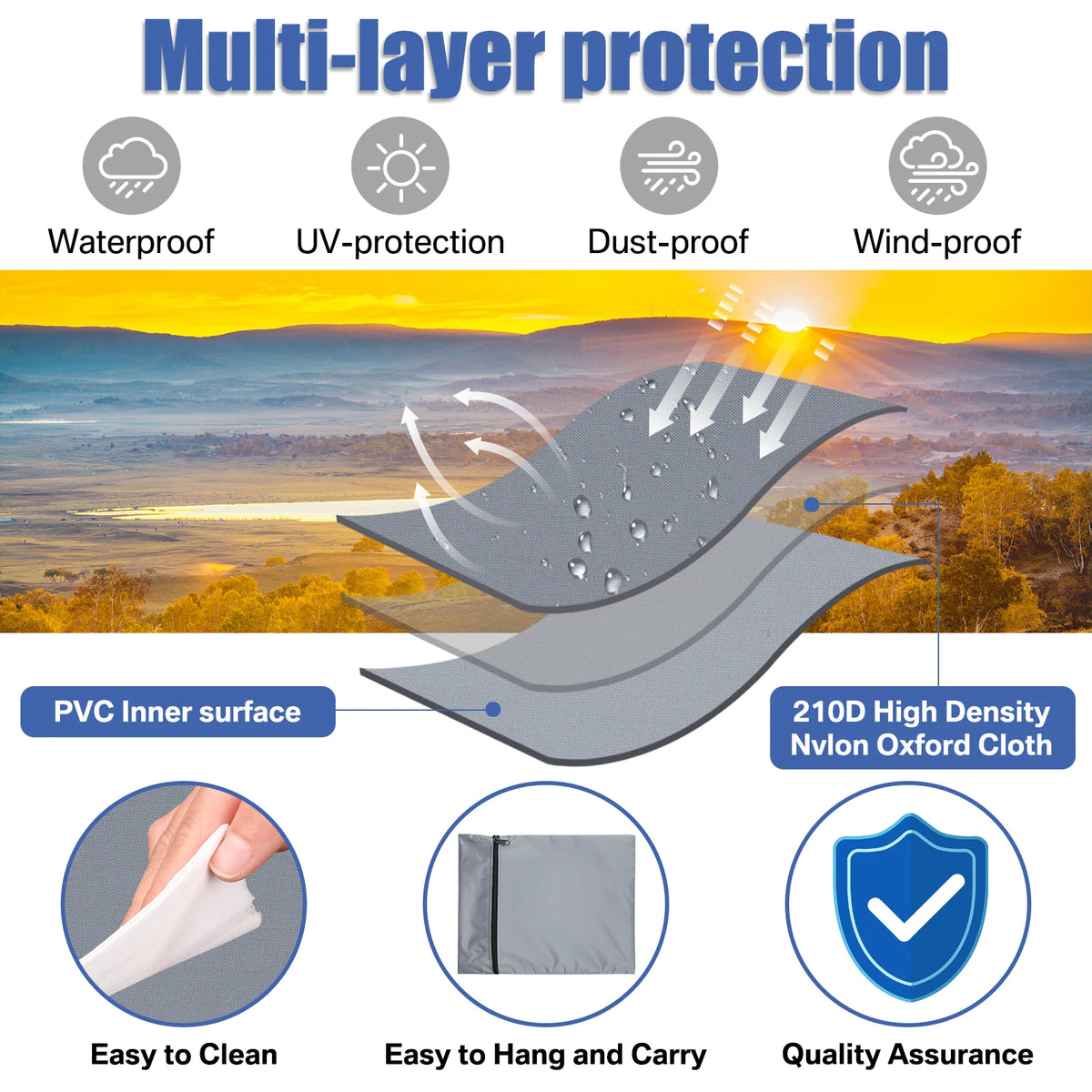 Patio Umbrella Cover for Offset Cantilever Banana Parasols, Waterproof with Zip and Rod