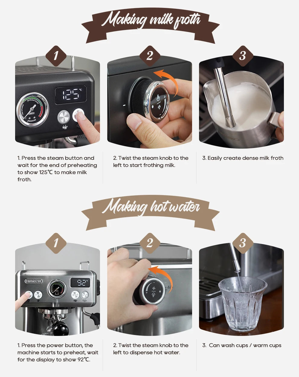 Espresso Coffee Machine with 58mm Portafilter Adjustable Temperature Pre Brewing Cappuccino Maker