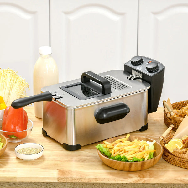 3L Stainless Steel Deep Fat Fryer with Adjustable Temperature and Timer, 2000W