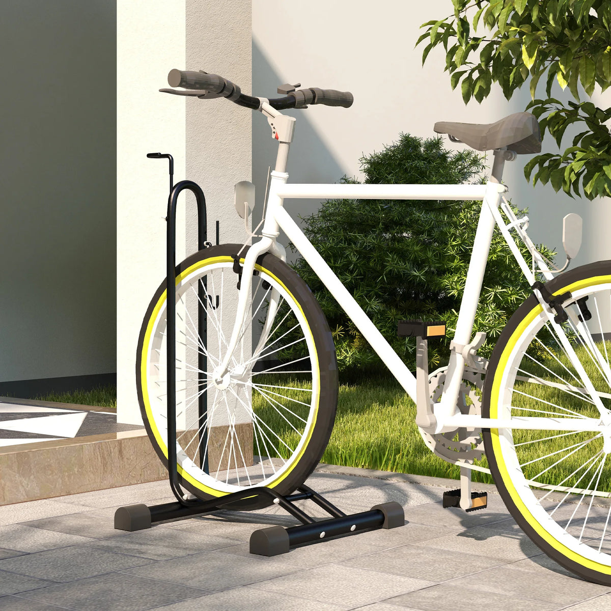 Bike Rack, Vertical & Horizontal Bike Stand with Adjustable Hooks, Black