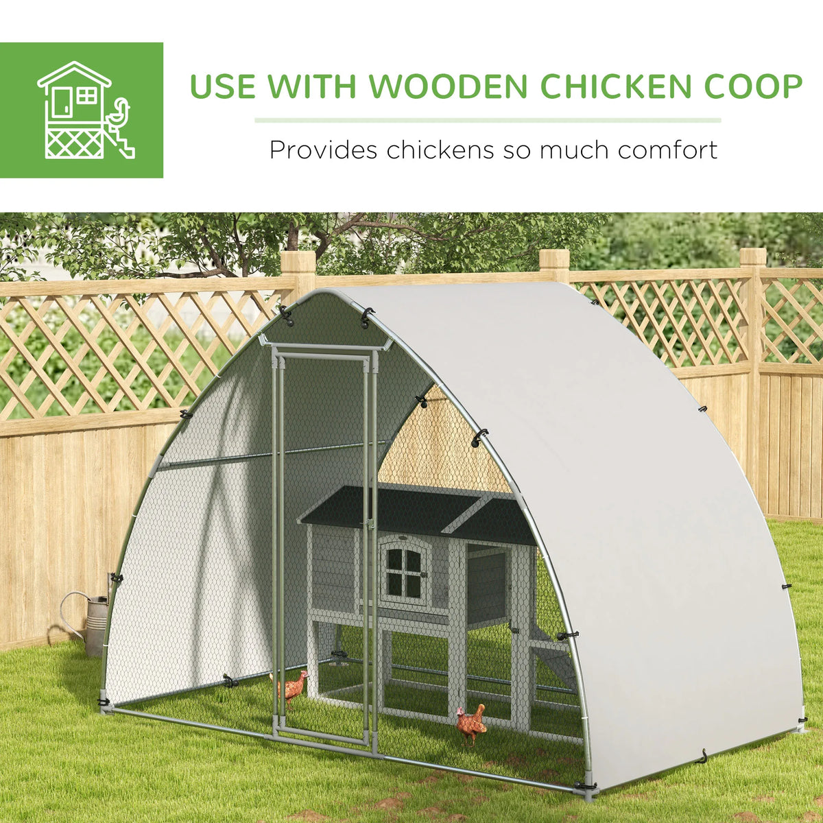 Walk In Chicken Run Galvanised Steel with Water Resistant Cover Mesh Wire Enclosure for Hens Ducks and Rabbits