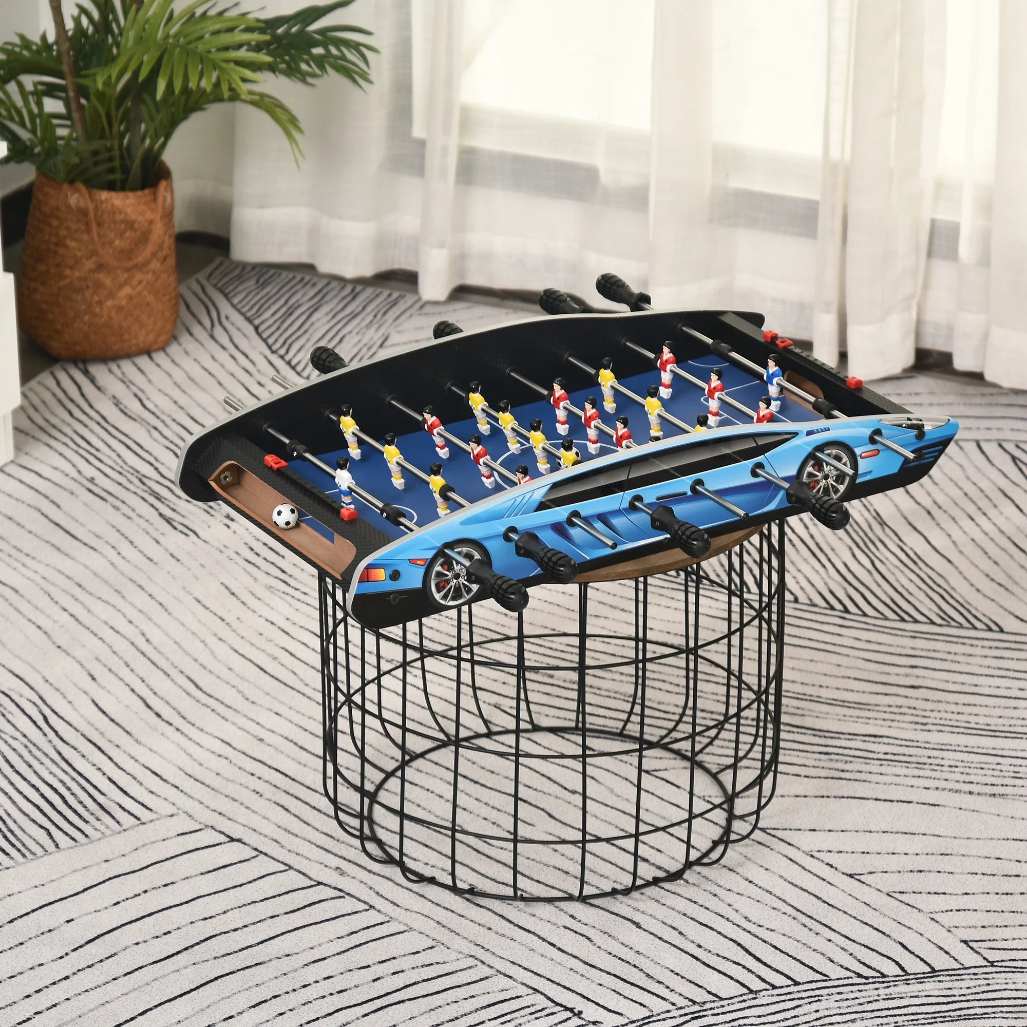 29 Inch Mini Tabletop Foosball Table MDF Stainless Steel Rods with Scoreboards 2 Balls for Family Fun Ages 8+